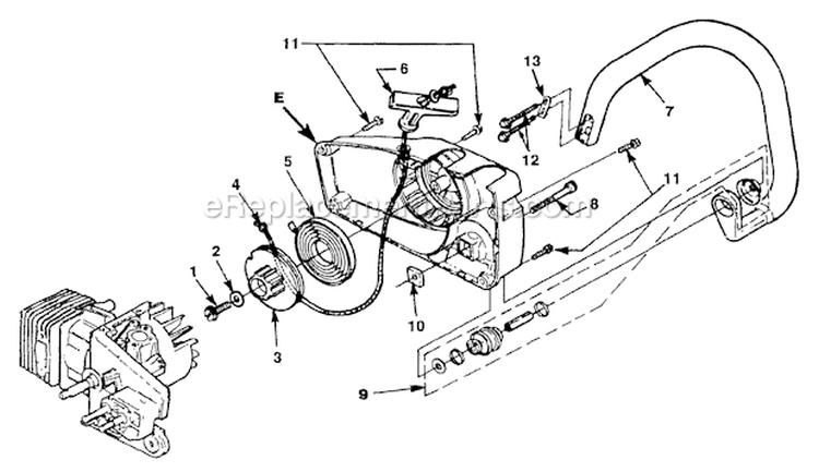 Starter - Front Handle Diagram and Parts List for UT-10625-D  Homelite Chainsaw