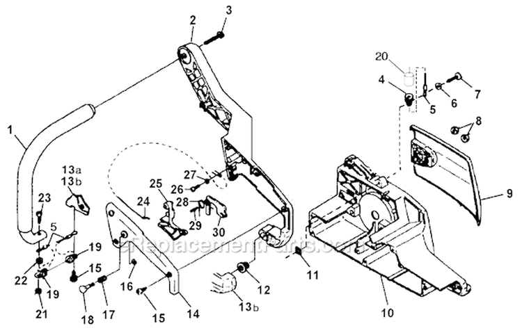 Handles Diagram and Parts List for UT-10687-C  Homelite Chainsaw