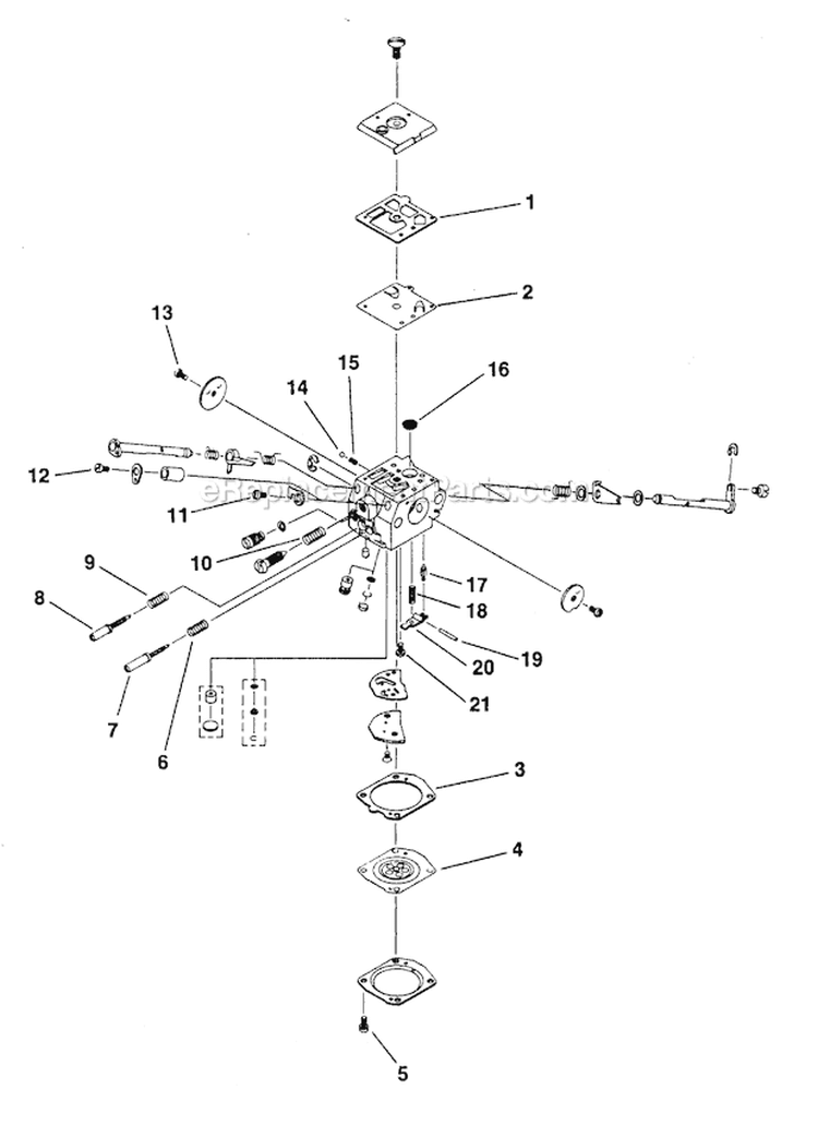 Walbro Carburetor Diagram and Parts List for UT-10687  Homelite Chainsaw