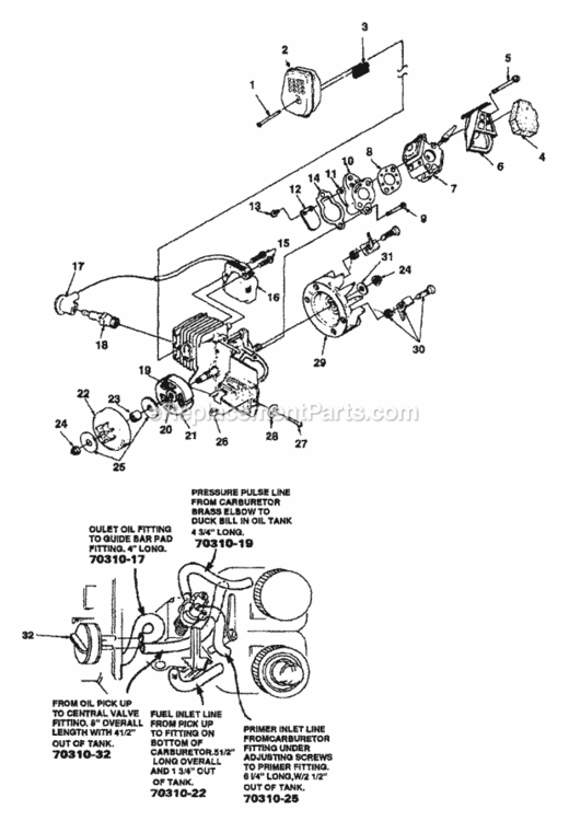 Intake_Ignition_Muffler_And_Clutch Diagram and Parts List for UT-10690-D  Homelite Chainsaw