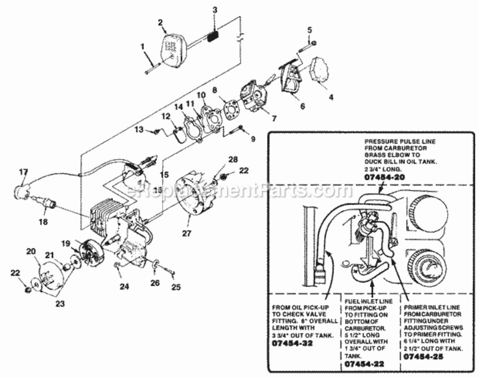 Ignition_Rotor_Carburetor_And_Clutch Diagram and Parts List for UT-10690-E  Homelite Chainsaw