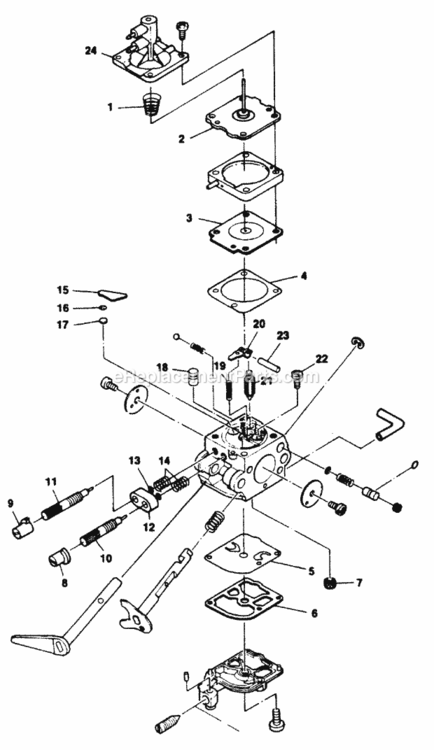 Carburetor Diagram and Parts List for UT-10690  Homelite Chainsaw
