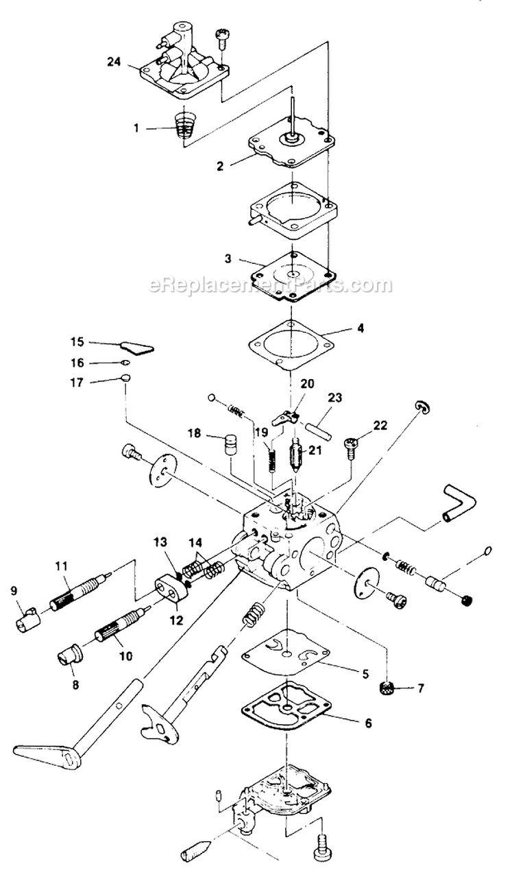 Carburetor Diagram and Parts List for UT-10694  Homelite Chainsaw