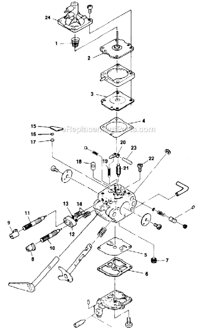 Carburetor Diagram and Parts List for UT-10695  Homelite Chainsaw