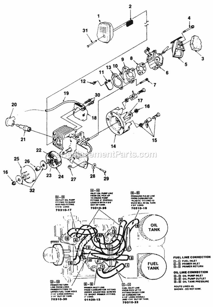 Page D Diagram and Parts List for UT-10697  Homelite Chainsaw