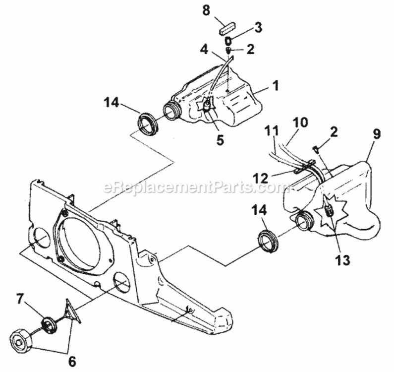 Fuel_And_Oil_Tanks Diagram and Parts List for UT-10700-A  Homelite Chainsaw