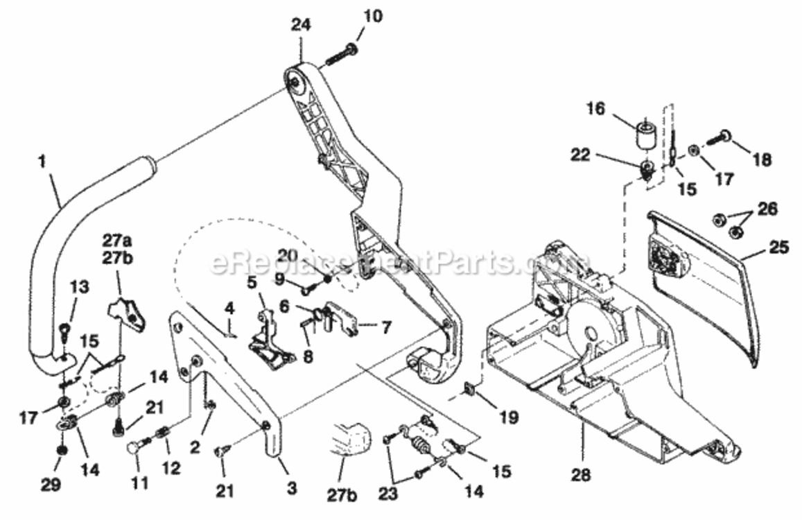 Handles Diagram and Parts List for UT-10700-C  Homelite Chainsaw