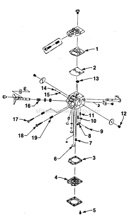 Walbro_Carburetor Diagram and Parts List for UT-10705-A  Homelite Chainsaw
