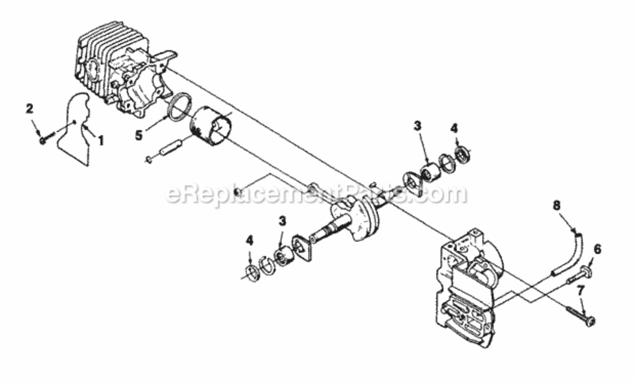 Engine_Internals Diagram and Parts List for UT-10705-D  Homelite Chainsaw