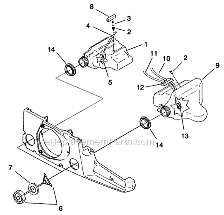 Fuel And Oil Tanks Diagram and Parts List for UT-10711-C  Homelite Chainsaw
