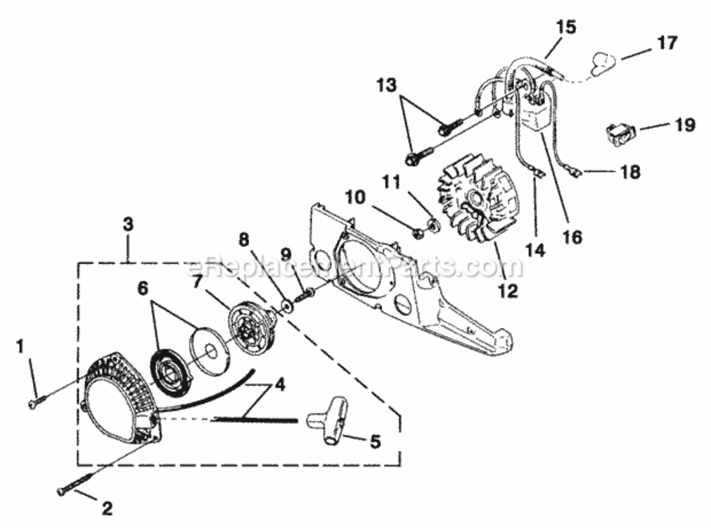 Starter_-_Ignition Diagram and Parts List for UT-10737-R  Homelite Chainsaw