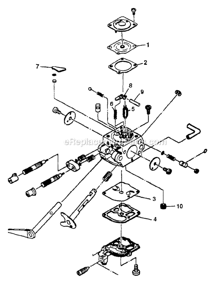 Carburetor And Accessories Diagram and Parts List for UT-10741  Homelite Chainsaw