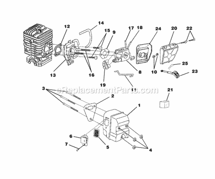 Carburetor_-_Muffler_-_Air_Filter Diagram and Parts List for UT-10780  Homelite Chainsaw