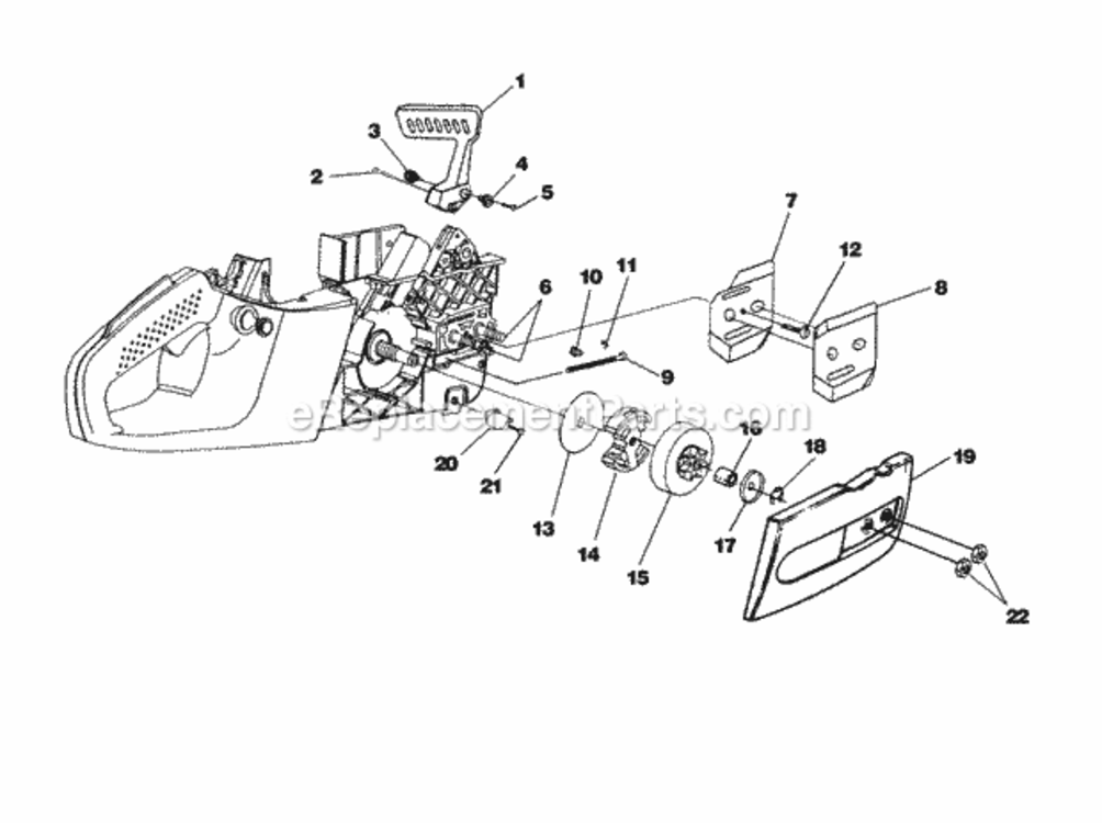 Clutch_-_Hand_Guard_-_Drive_Case_Cover Diagram and Parts List for UT-10780  Homelite Chainsaw