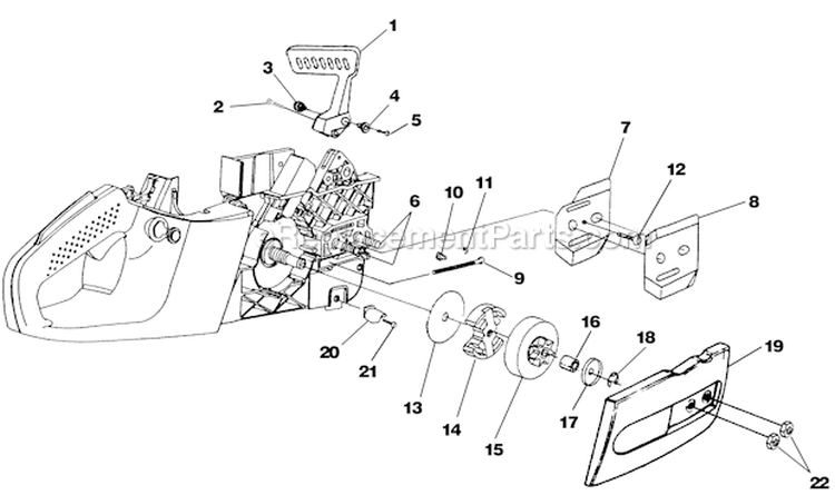 Clutch Hand Guard And Drive Case Cover Diagram and Parts List for UT-10817  Homelite Chainsaw