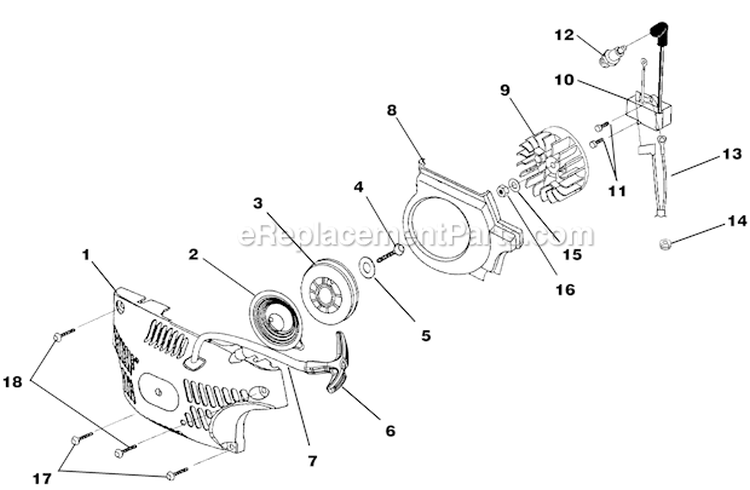 Starter And Ignition Diagram and Parts List for UT-10817  Homelite Chainsaw