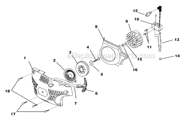 Starter-Ignition Diagram and Parts List for UT-10848  Homelite Chainsaw