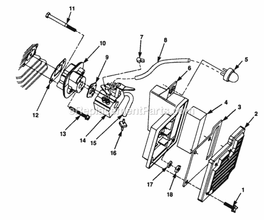 Intake Diagram and Parts List for UT-15069-A  Homelite Trimmer