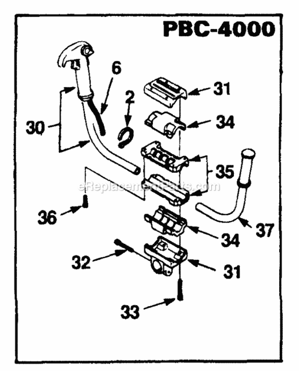 Pbc4000_Handles Diagram and Parts List for UT-15069-D  Homelite Trimmer