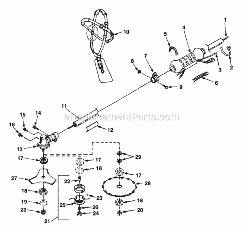 Boom_And_Head_Assembly Diagram and Parts List for UT-15077-B  Homelite Trimmer