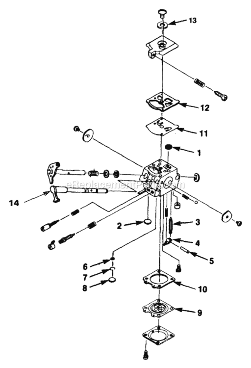 Carburetor_Walbro Diagram and Parts List for UT-15077-B  Homelite Trimmer