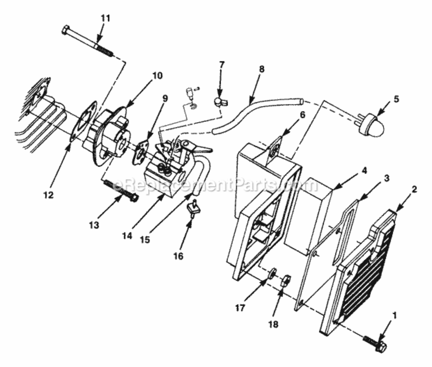 Intake_Assy Diagram and Parts List for UT-15077-B  Homelite Trimmer