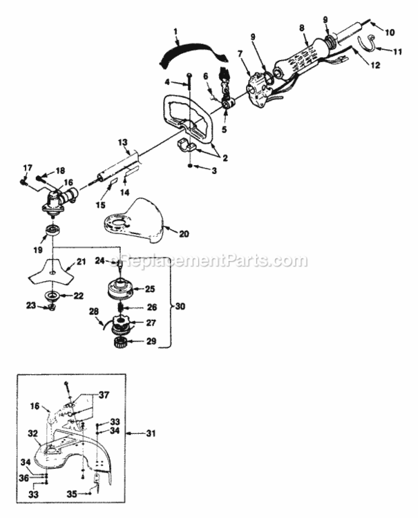 Boom_And_Head Diagram and Parts List for UT-15085-C  Homelite Trimmer