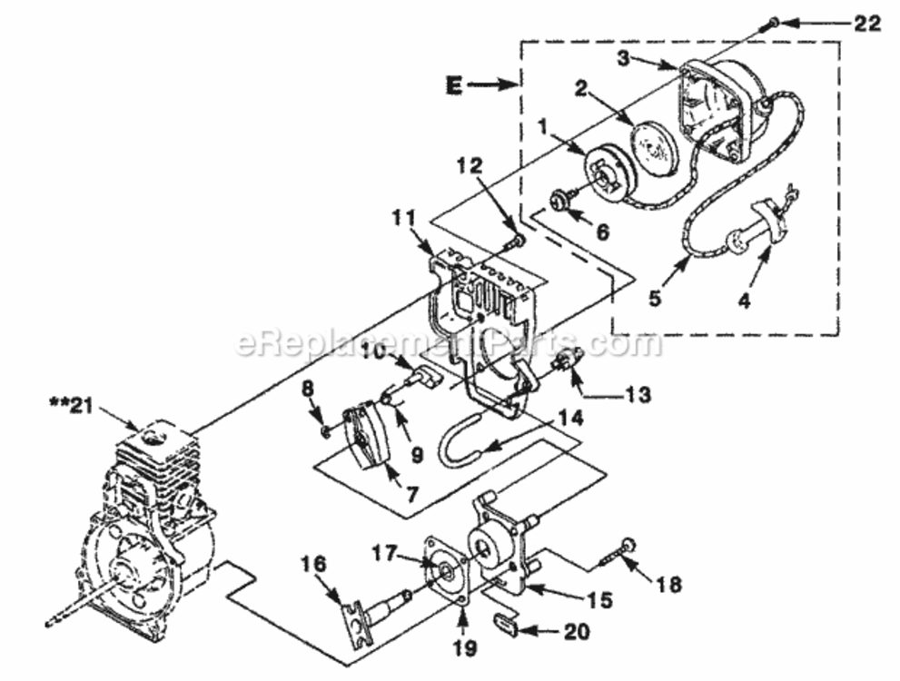 Starter Diagram and Parts List for UT-15090-B  Homelite Trimmer