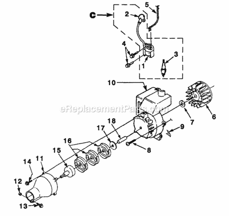 Page D Diagram and Parts List for UT-15090-D  Homelite Trimmer