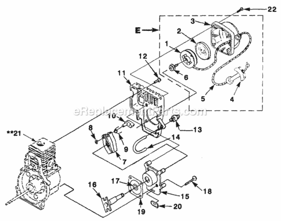 Starter Diagram and Parts List for UT-15091-F  Homelite Trimmer