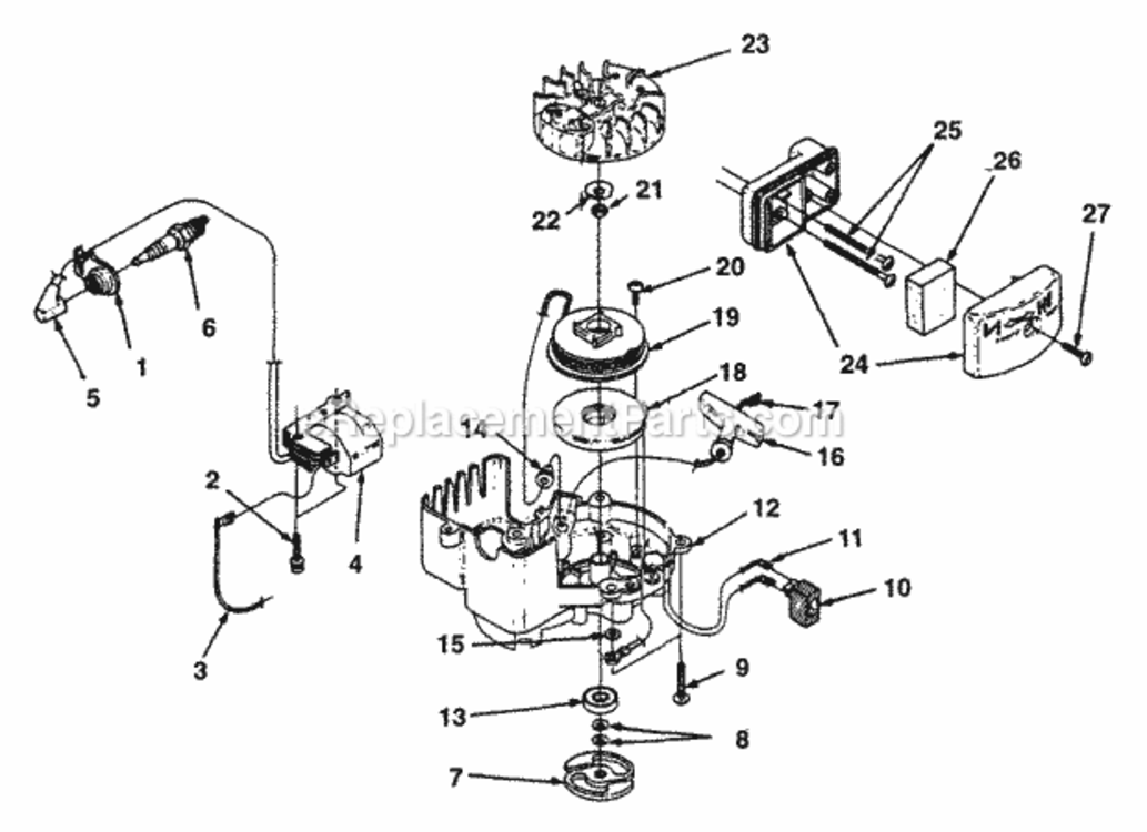 Ignition_-_Starter_-_Air_Cleaner_-_Clutch Diagram and Parts List for UT-18022-D  Homelite Hedge Trimmer