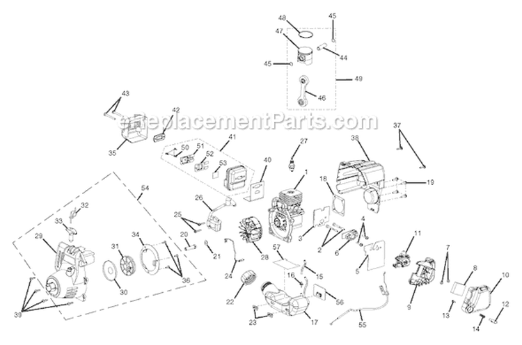 Page B Diagram and Parts List for UT-20002-A  Homelite Trimmer