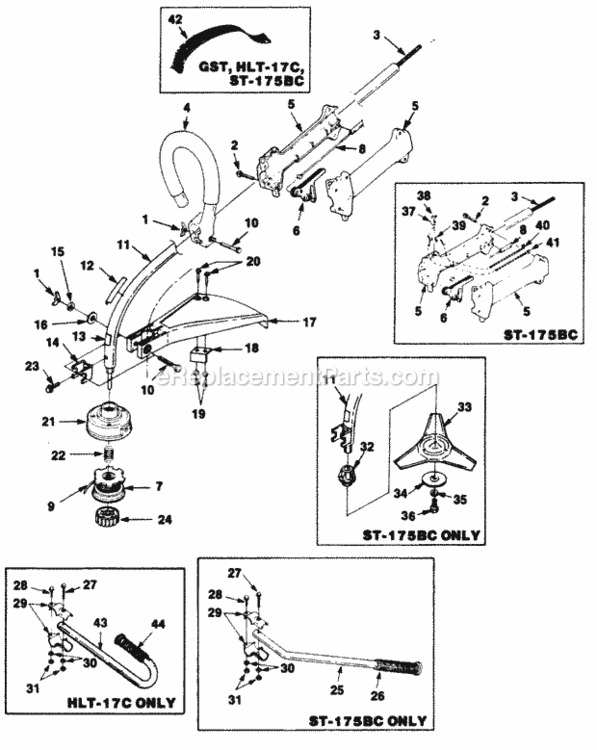 Boom_And_Head Diagram and Parts List for UT-20553-C  Homelite Trimmer