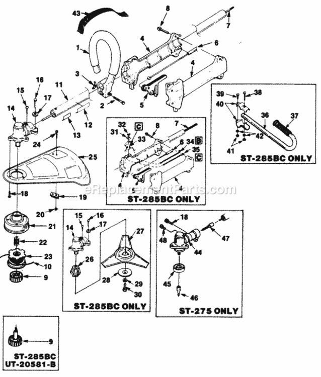 Boom_And_Head_I Diagram and Parts List for UT-20576  Homelite Trimmer
