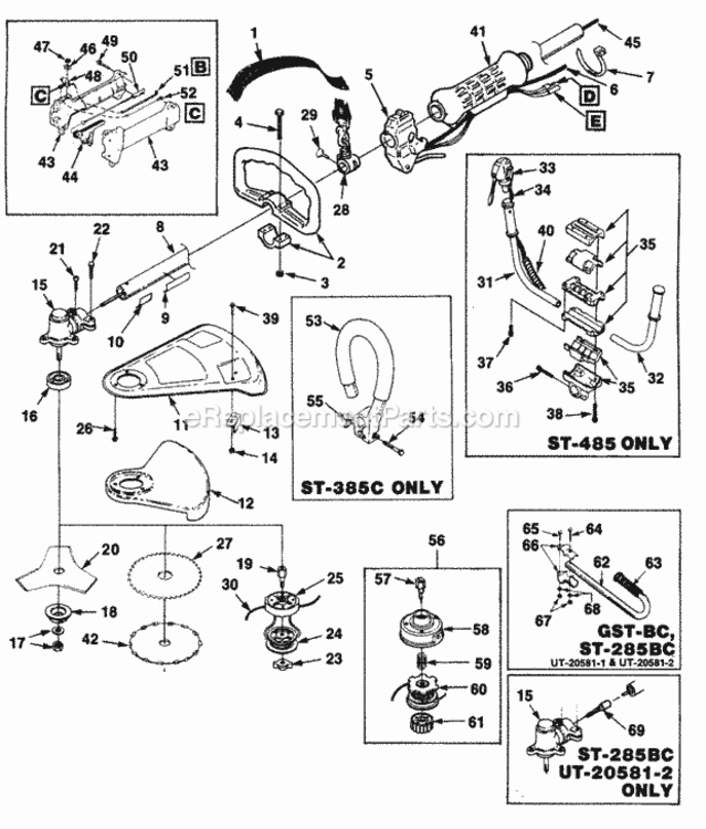 Boom_And_Head_Ii Diagram and Parts List for UT-20576  Homelite Trimmer