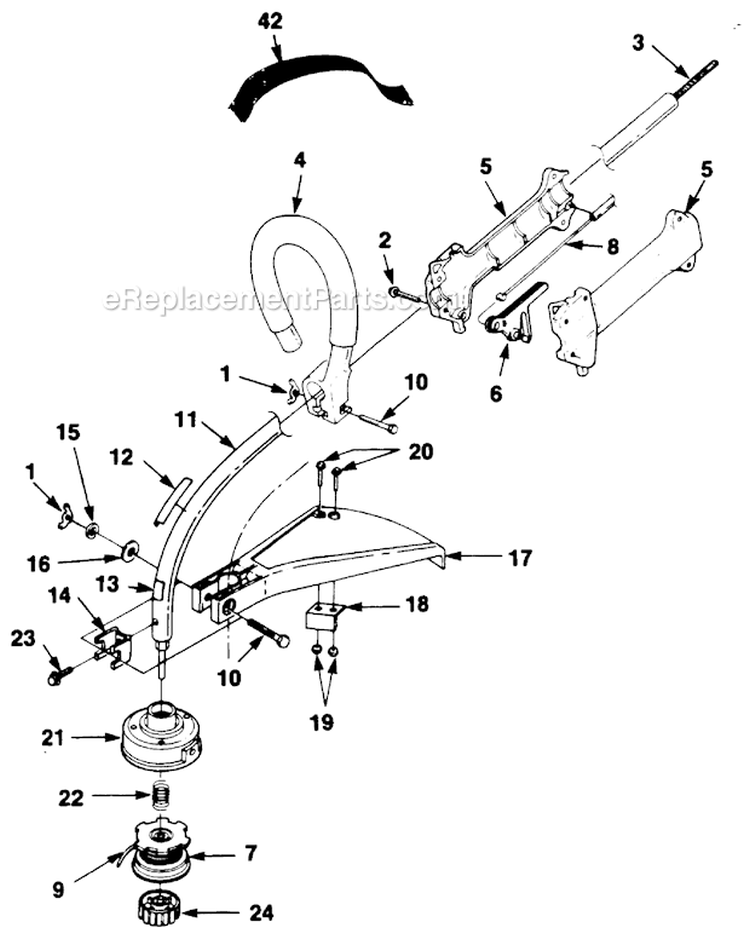 Boom & Head Diagram and Parts List for UT-20590  Homelite Trimmer
