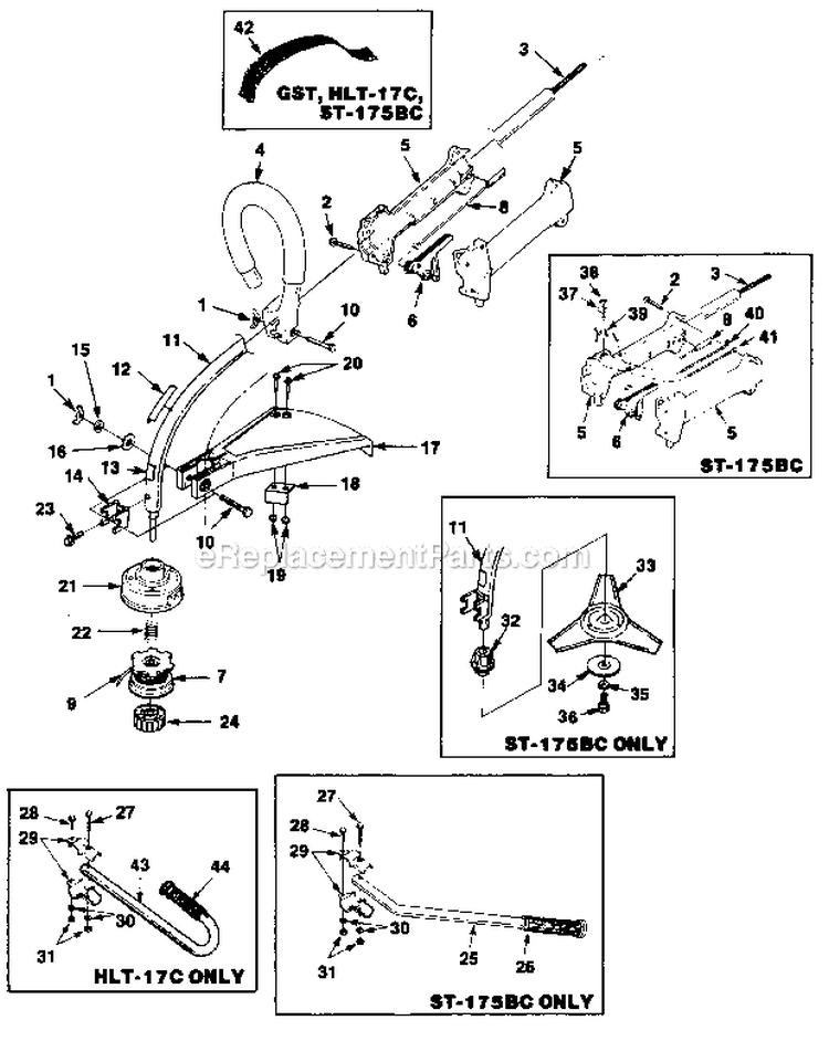Page A Diagram and Parts List for UT-20593-A GST Homelite Trimmer