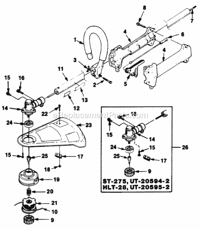 Boom_And_Head Diagram and Parts List for UT-20594-1  Homelite Trimmer