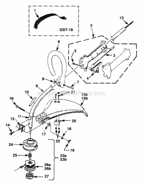 Boom_Handles_And_Head Diagram and Parts List for UT-20601-C  Homelite Trimmer