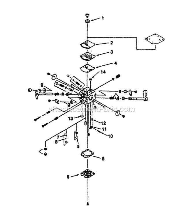 Carburetor Diagram and Parts List for UT-20610-R  Homelite Trimmer