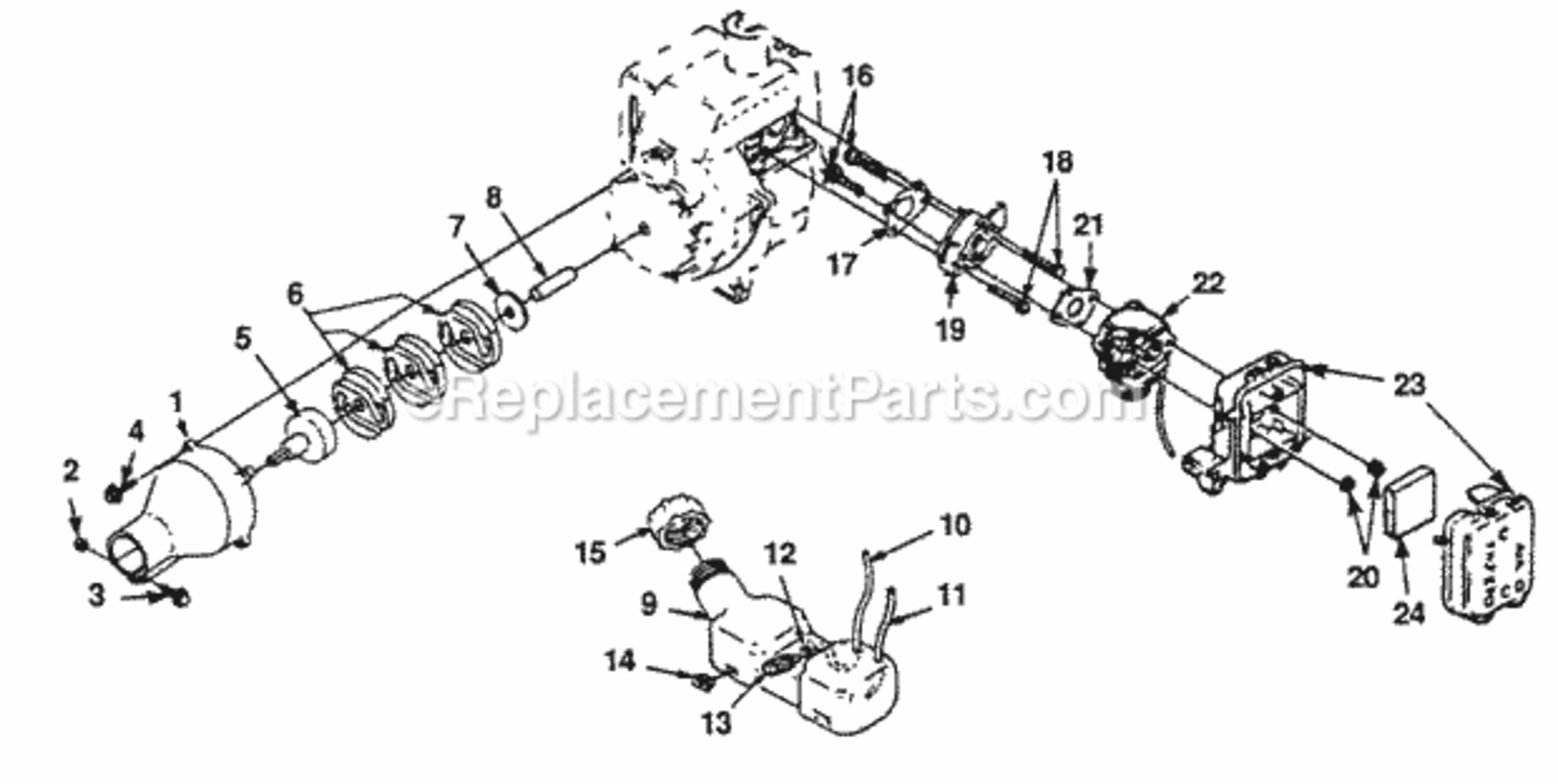 Clutch_Intake_And_Tank Diagram and Parts List for UT-20610-R  Homelite Trimmer