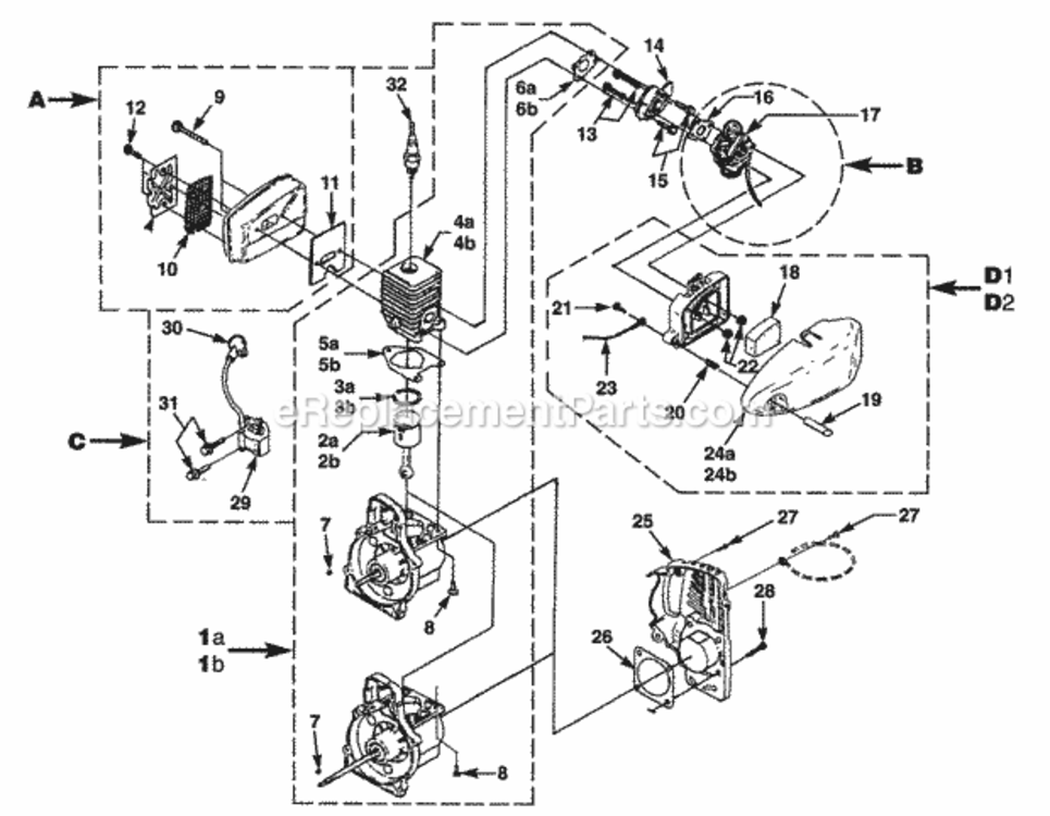 Intake_Muffler_Ignition_And_Engine_And_Internals_Rev_A Diagram and Parts List for UT-20617  Homelite Trimmer