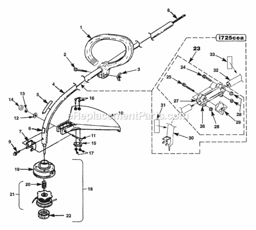 Head_And_Shafts_Assy Diagram and Parts List for UT-20626  Homelite Trimmer