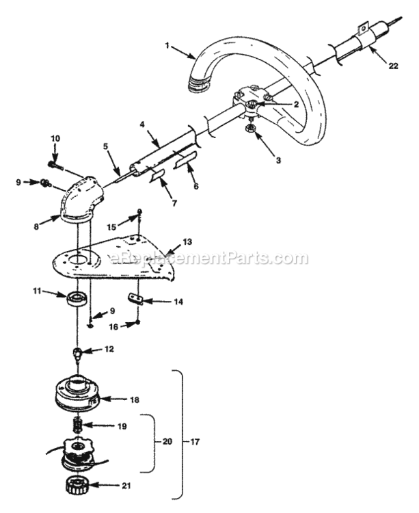 Shaft_And_Head Diagram and Parts List for UT-20634  Homelite Trimmer