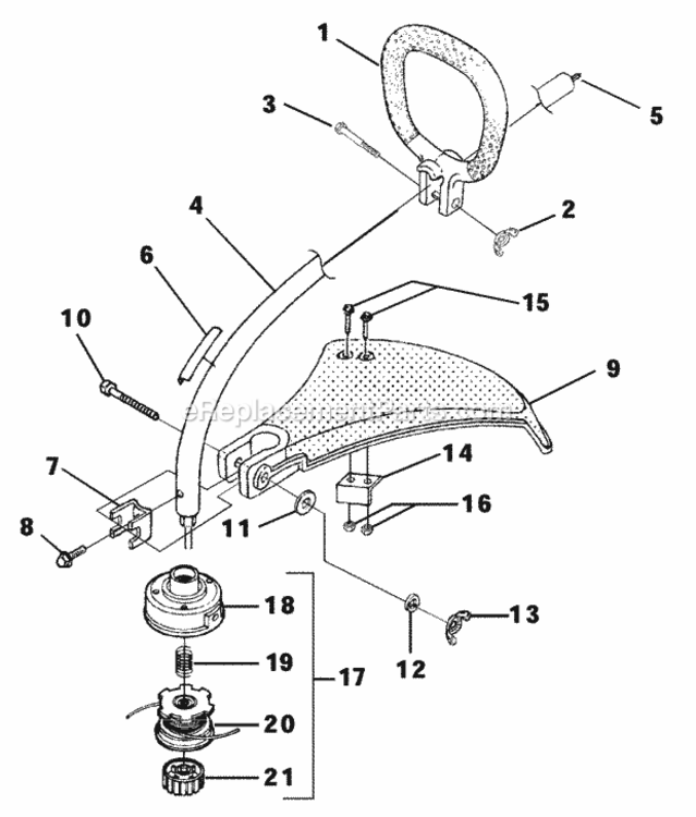 Shaft_-_Spool_And_String_-_Grass_Deflector Diagram and Parts List for UT-20677-A1  Homelite Trimmer