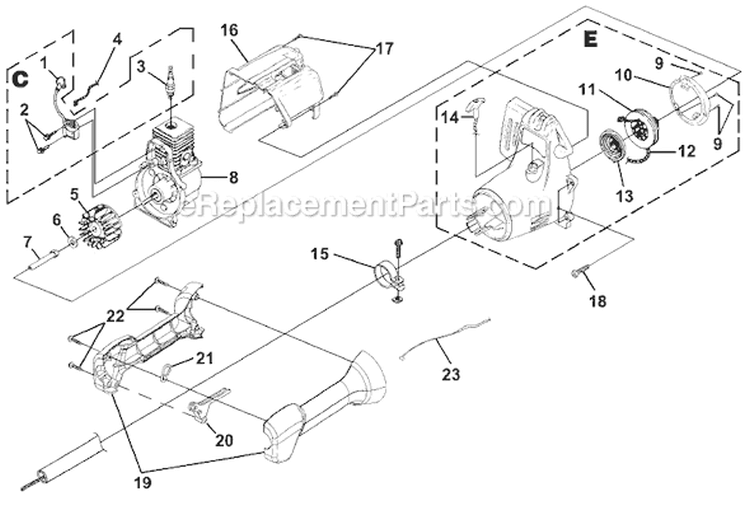 Page C Diagram and Parts List for UT-20680-A  Homelite Trimmer
