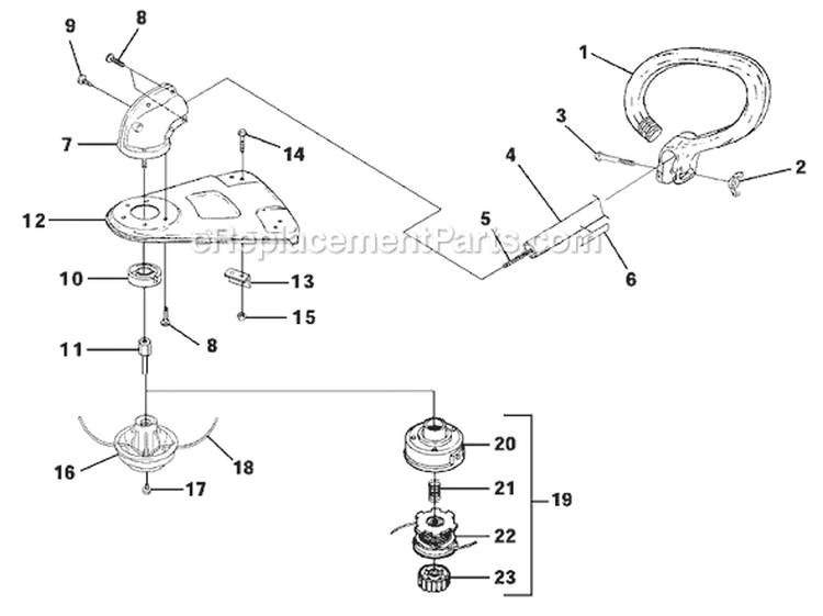 Page E Diagram and Parts List for UT-20680-A  Homelite Trimmer