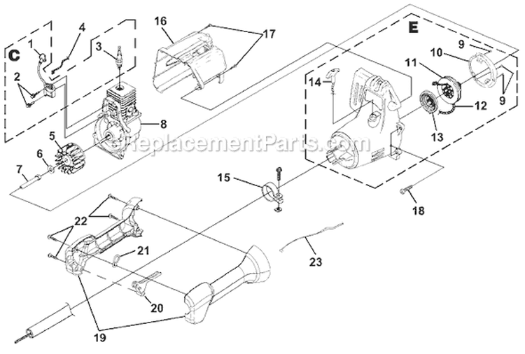 Page C Diagram and Parts List for UT-20680  Homelite Trimmer