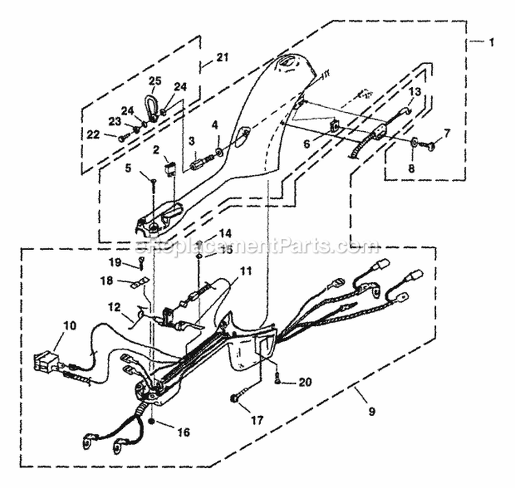 ControlHandleClutchHousing Diagram and Parts List for UT-20683  Homelite Trimmer