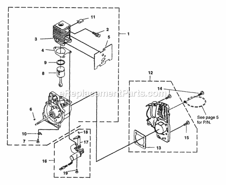 EngineInternal Diagram and Parts List for UT-20683  Homelite Trimmer